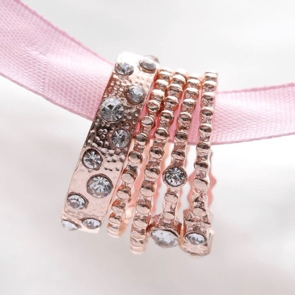 NWT Crystal Rose Gold & 5Pcs/Set Sparkly Rings - Picture 8 of 8
